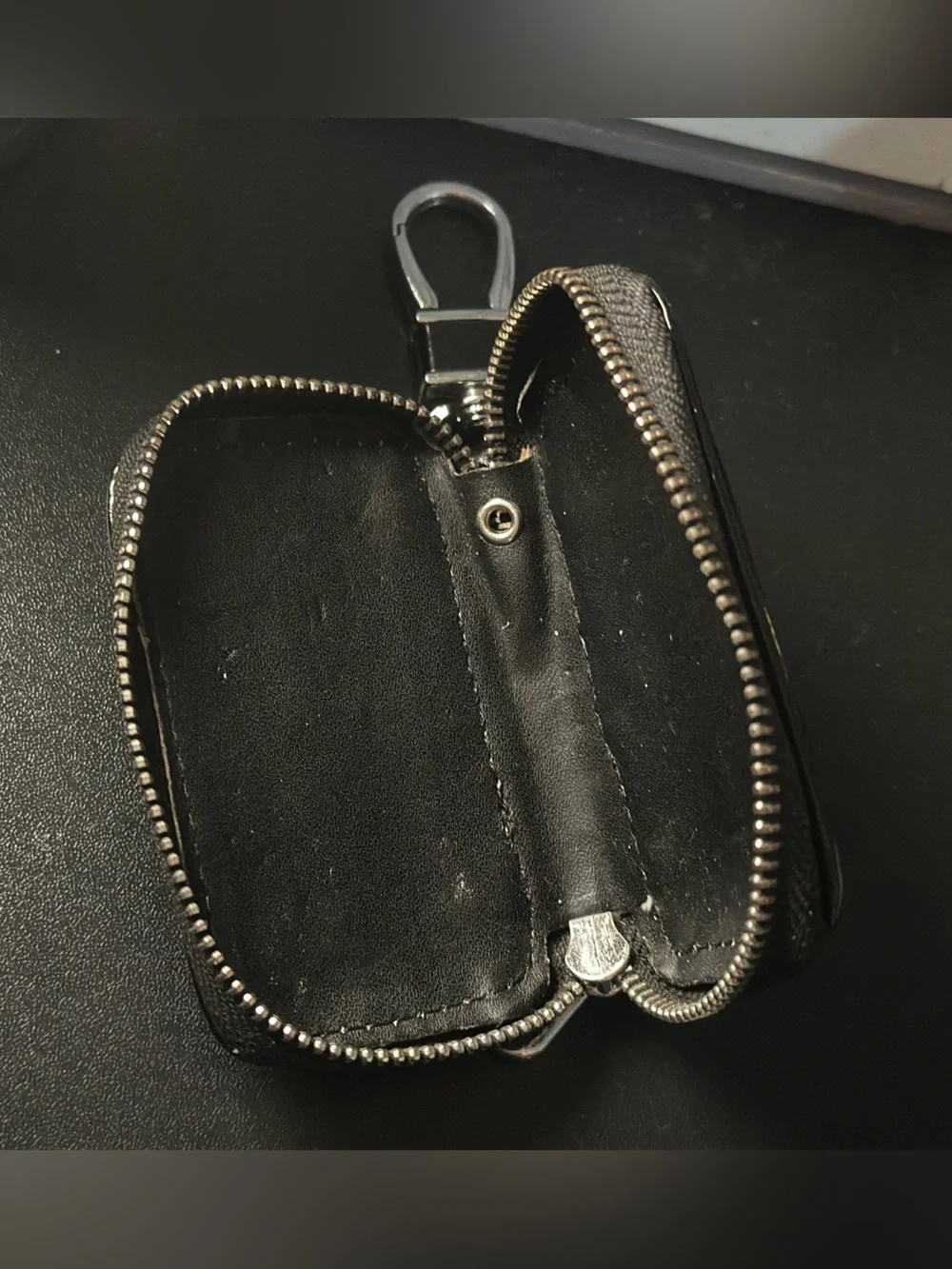 Genuine Black Leather Key Pouch with Clip | Chevrolet Zip Around Key Fob Holder